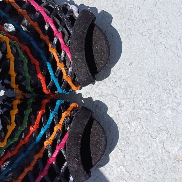 GUCCI caged PRIDE woven leather booties peeptoe heels 37 7 Rainbow - Picture 6 of 17